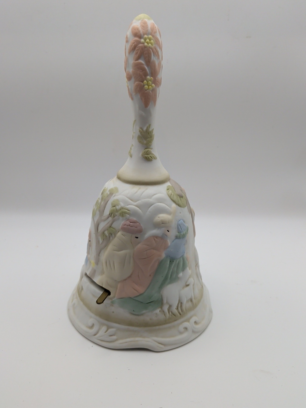 Vintage 1982 Lefton Nativity Wind Up Bell "Oh Come All Ye Faithful" Works (F)